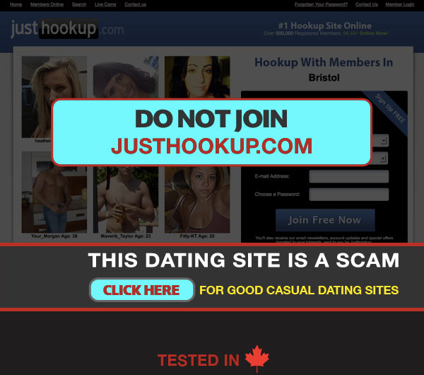 Capture of Justhookup Homepage